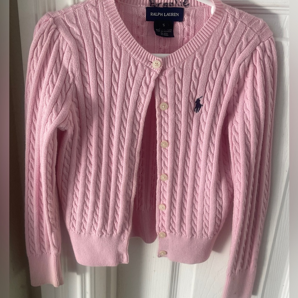 Ralph Lauren Mini-cable Cotton Cardigan in pink - size 5